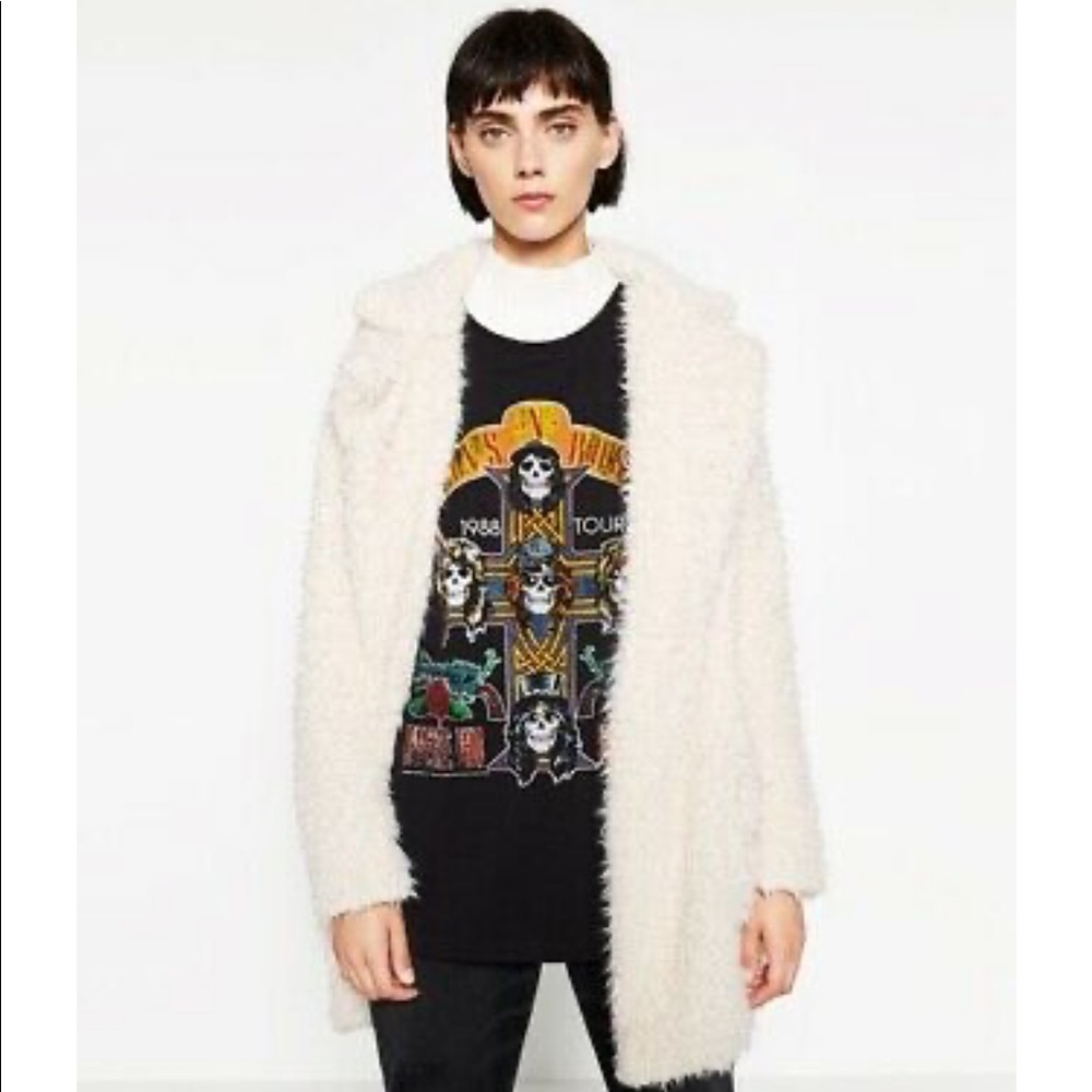 Zara Soft Fuzzy Cream Ivory Coat